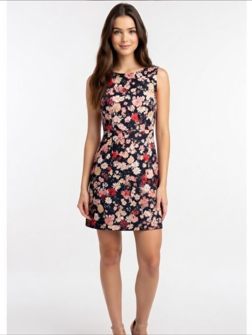 EUC Blanco Navy & Pink Floral Sleeveless Mini Dress - Women's Small